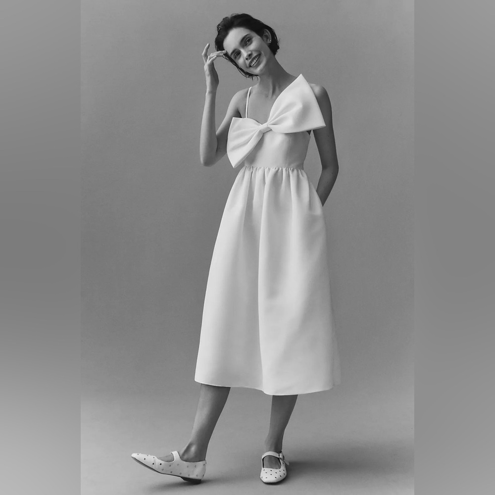 Sachin & Babi Scarlett Asymmetrical Bow A-Line Midi Dress